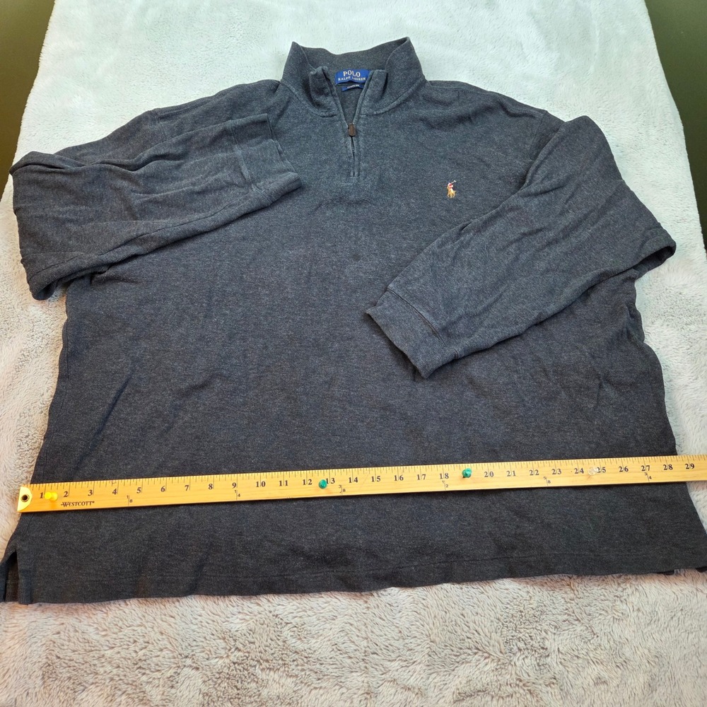 Vtg Polo Ralph Lauren Estate Rib Quarter Zip Mens XXL Flesh Pony Charcoal Grey